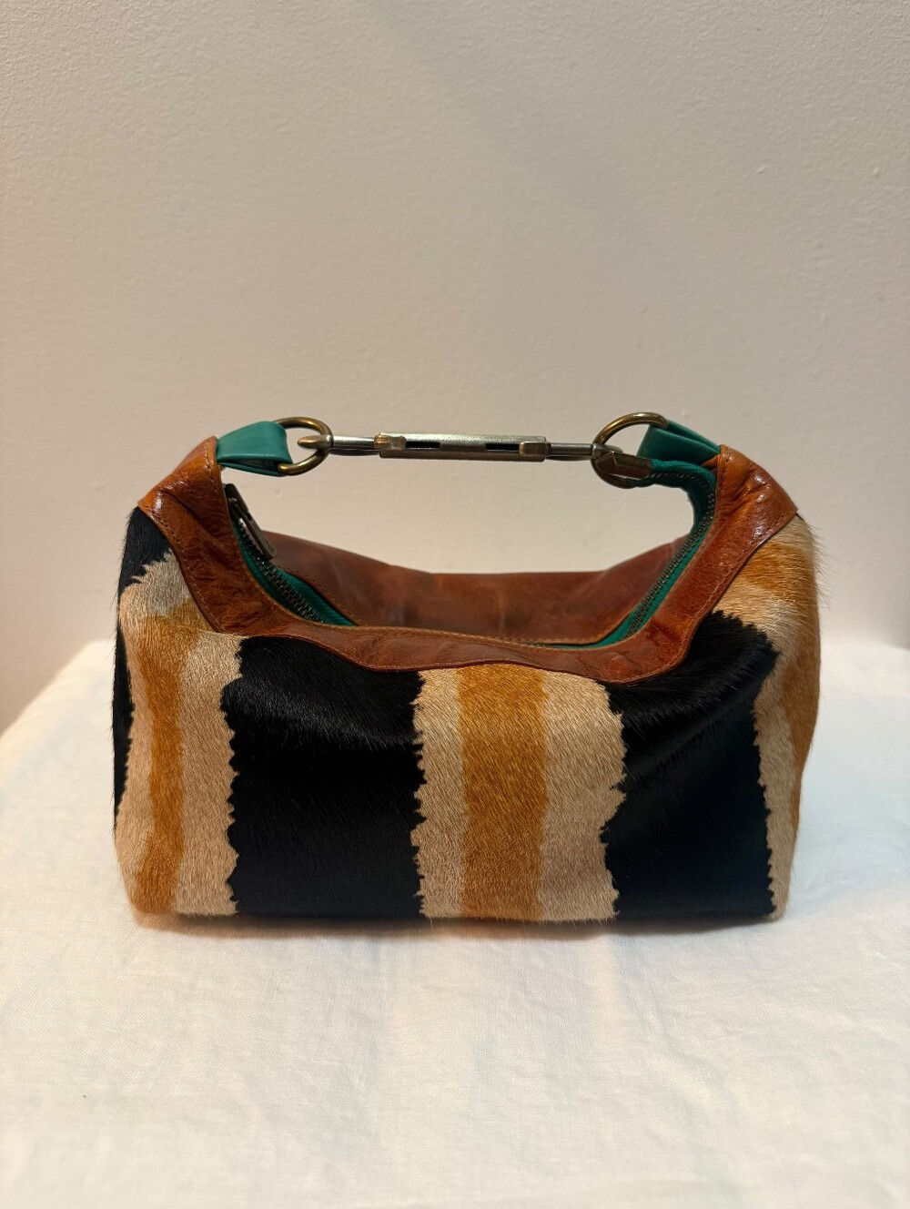 Pierre Laborde 1 of 1 Handmade Leather Pony Hair Bag Signed Striped NEW